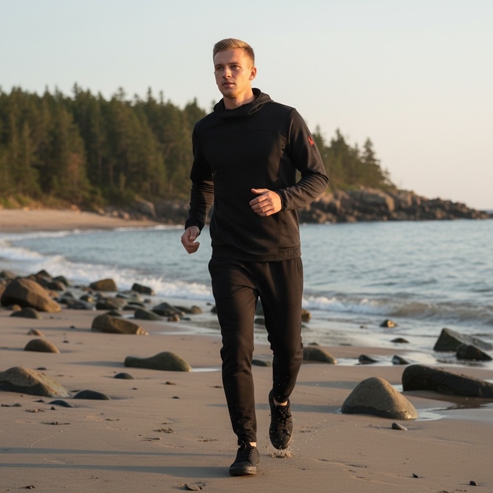 Spyder Active Mens Hoodie Black Long Sleeve Performance‎ Pullover Large